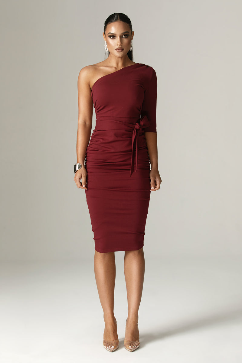 Dolly Elegant Bodycon Dress (Maroon)